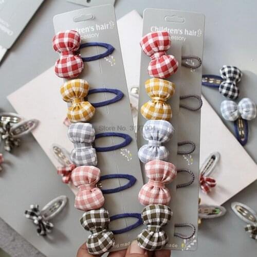 DHL 2000pcs Children Cloth Plaid Bow Knot Hair Pins Kids Princess Bright Bow bb Hair Clips Girls Hair Accessories