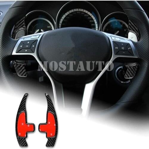 For Benz A C E M CLA CLS GLA AMG W212 W204 W176 C117 X156 W218 C197 W166 Carbon Fiber Steering Wheel Paddle Shifter Black/Red
