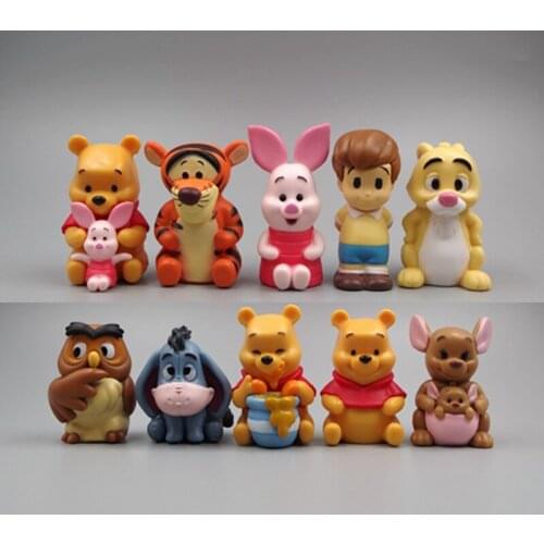 Disney 10piece Cartoon Winnie the Pooh Action Figure Toy Pooh Bear Tigger Eeyore Piglet pig Action Figure Dolls Toy