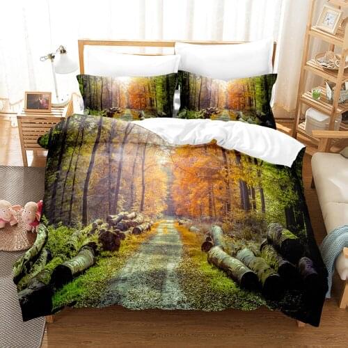 Beauty Tree Road Bedding Set Single Twin Full Queen King Size Tree Road Sky Bed Set Childrens Kid Bedroom Duvetcover Sets 008