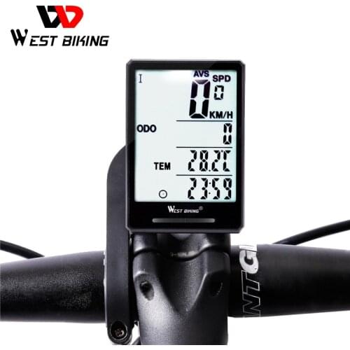 West Biking Wireless Bike Computer Speedometer Odometer Rainproof Bike Measurable Temperature Stopwatch Cycling Bicycle Computer