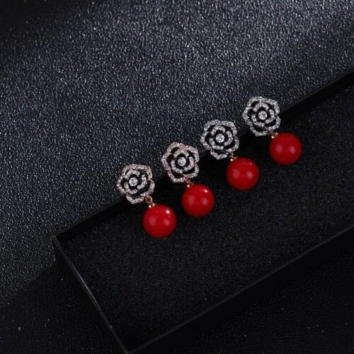 Small Exquisite Flowers Letter Crystal Stud Earrings Top Brand Jewelry Earrings For Women Festival Gift