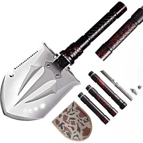 Multi-function Folding Engineering Shovel Detachable Military Aluminum Camping Shovel Car Outdoor Survival Equipment