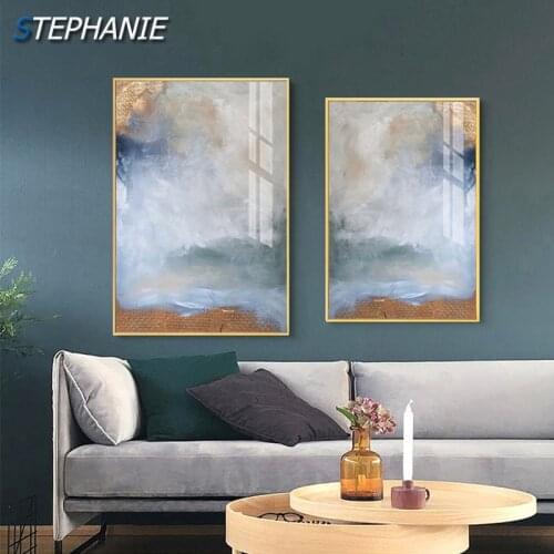 Fashion Nordic Sky Paintings Abstract Light Blue Canvas Painting Modern Home Decor Cloud Wall Art Pictures for Living Room Aisle
