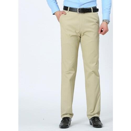 Male Straight High Waist Long Trouser 2021 Brand Spring and Summer Mens Trousers Cotton Slacks Loose Pants