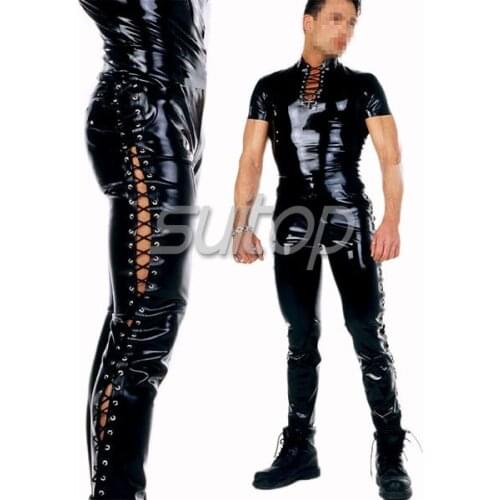 Metallic blue shining latex rubber zentai long sleeves catsuit for man