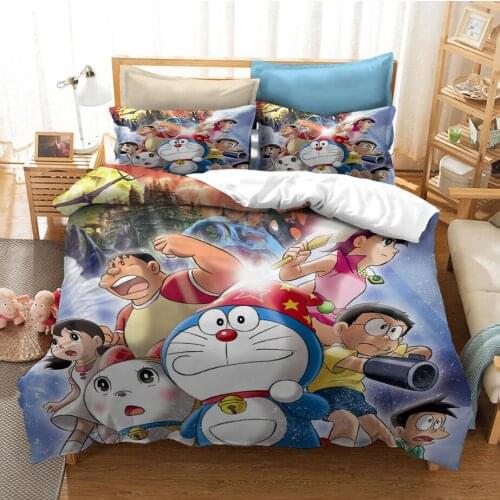 New 3D Print Comforter Bedding Set Duvet Covers Pillowcases Bedclothes Kids Gifts Home Textile Queen King Cartoon Doraemon Cat