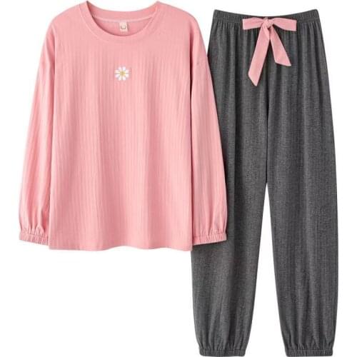 Women Pajamas Sets With Pocket Cotton Big Size Nightwear Lounge Clothes Sleeve Embroidery Sexy Casual Korean Homewear M to 3XL