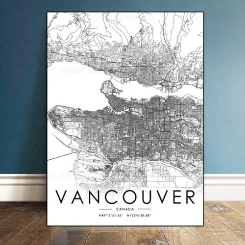 Canaca City Map Vancouver Posters Canvas Paintings Wall Art Prints Home Interior Decor