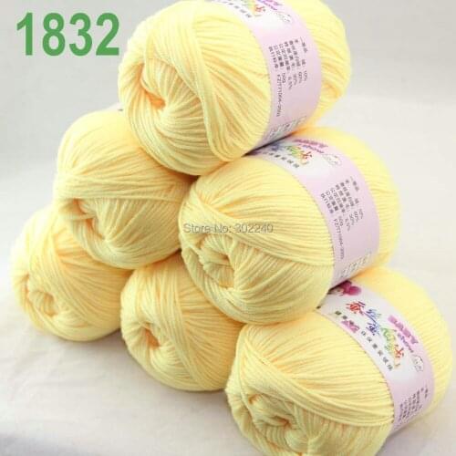 Sale Lot of 6 balls x 50g (147y) Cashmere Silk velvet Hand knitting Yarn Lemon 1832