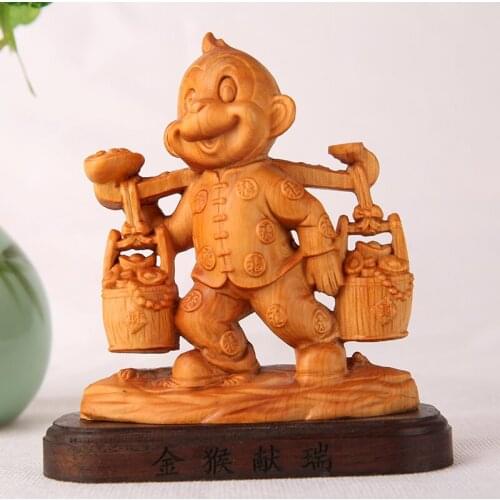 Wood Carving Gold Monkey Gift Zodiac Collection Crafts Office Decoration Home Decorations