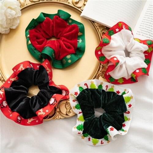 Ruoshui Woman Colorful Hair Ties Christmas Scrunchies Hair Accesories Headwear Elastic Hairband Festival Gift Girls Ornaments