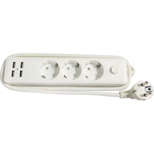 EU Plug Power Strip Network Filter Travel Portable Socket 2A Fast Charging 4 USB Port 1.8M Cable for Smartphones Tablets