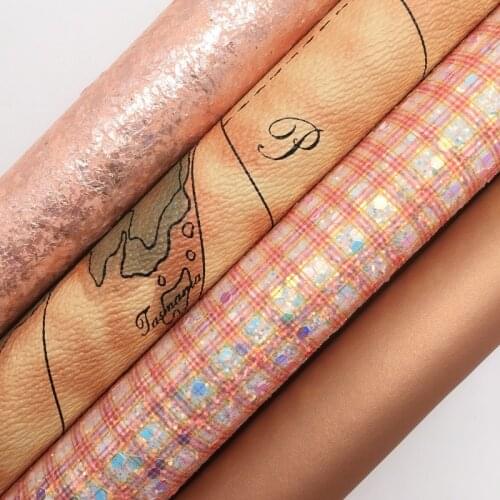 GOLD Glitter Fabric, Leopard Faux Leather Fabric, Synthetic Leather Sheets For Bows A4 8"x11" Twinkling Ming XM226