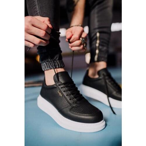 Knack Daily Shoes Black (White Bottom) Color, High Floor, Lace-Up, Young Fashion, original Product, Men 'S Sneakers, Comfortable 042