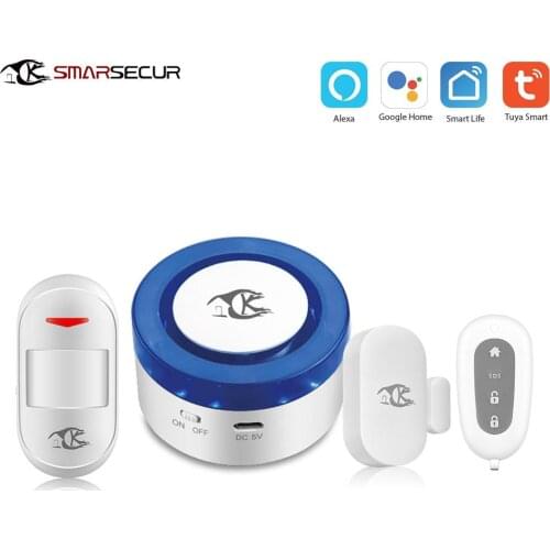 Smart Home Smart WiFi Siren Tuya Alarm Security System Compatible with Alexa