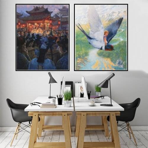 Vintage Royal Activities Birds Poster Canvas Print Painting Wall Art Living Room Home Decoration