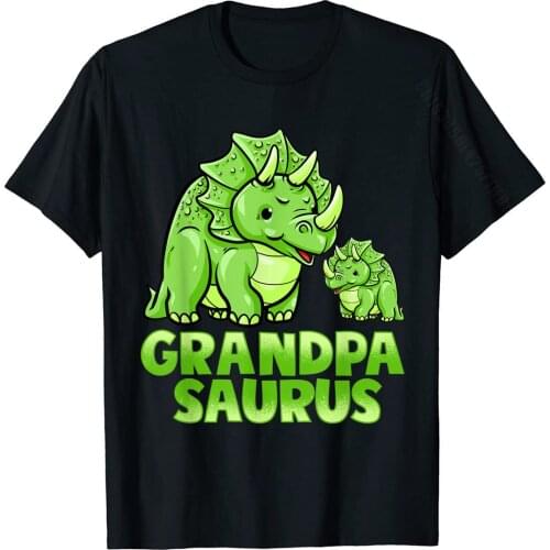 Grandpa Saurus Dinosaur Funny Grandpasaurus T-Shirt For Papa Printing Tops Shirts For Men Cotton Top T-Shirts Summer Funny