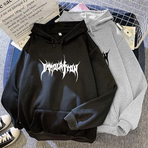 Harajuku Sweatshirts Ladies Warm Gothic Streetwear Punk Women Hoodies Horror Fashionable Casual Simple Letter Printing Hoodied