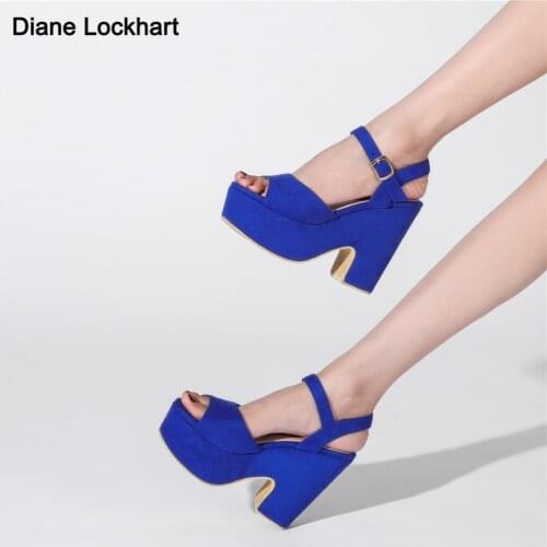 Woman Sandals High Heels Female Platform Ankle Strap buckle Ladies Flock Wedge Shoes 2020 Summer Dropshipping Sandalias de mujer