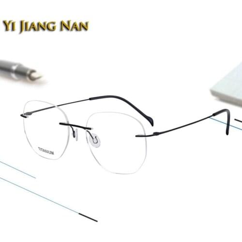 Women 2G Irregular Round Rimless Titanium Optical Eyewear Prescription Glasses Frame Transparent Lenses Men Eyeglasses Spectacle
