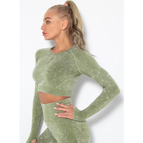 Seamless Sexy Fitness Yoga Clothes Long Sleeve WomenS Fitness Sports Running Crop Top Gym Workout Yoga Clothes Shirt Women