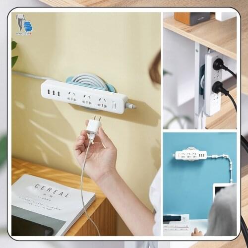 1Pc Self-Adhesive Power Strip Holder with Cable Organizer, Wall Mount Patch Panel Socket Holder Home Organizer