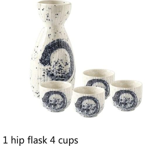 250ml 1 Wine Pot 4/2 Cups Ceramic Sake Set Restaurant Home Liquor Divider Vintage Hip Flask Spirits Shochu Vodka Bar Set Gift