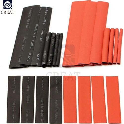 127pcs Red Black Polyolefin Heat Shrink Tubing Cable Tube Sleeving Kit Wrap Wire Set PE Heat Shrink Tubing Set Cable Sleeves