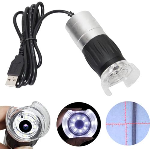 2.1MP Full Metal LED Handheld Digital Microscope 40X-200X USB Electronic Magnifying Glass with Scale Measurement