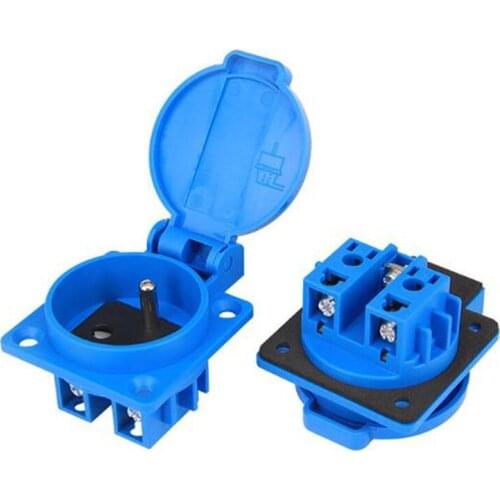2PCS French Industry Safety Outlet 16A 250V IP54 NF Certification Blue European Waterproof Power Connector Socket