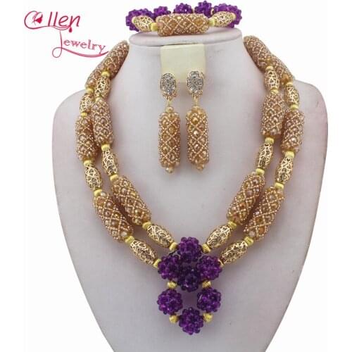 2019 Christmas Fashion African Nigerian Wedding Crystal Beads Jewelry Set New Bridal african beads Jewelry Set W13712