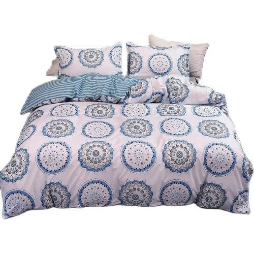 Luxury Bedding Set Feather Pattern Duvet Cover Pillowcases Set For Home