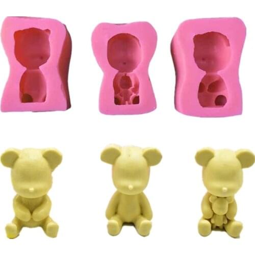 3 Pieces of cute bear soap mold, mousse cake mold sugar, decorative ornaments mold L151 L152 L153