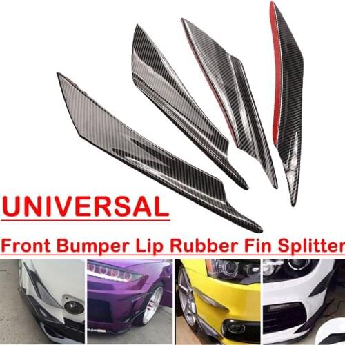 HOT 4pcs(two size ) Carbon fiber Fit Front Bumper Lip Splitter Fins Body Spoiler Canards Valence Chin black/red/blue/silver