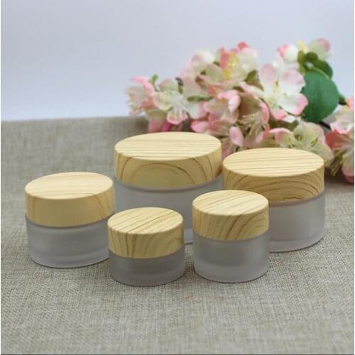 5G frosted glass jar/bottle pot wooden shape lid gel/eye cream/sample/art nail/skin care/essence/moisturizer cosmetic packing