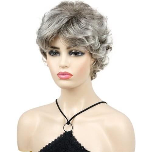 Aimolee Short Layered Shaggy Wavy Hair Synthetic Bob Capless Wigs for Women