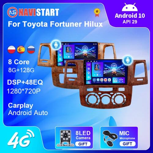 2din Android 10 Car Radio for Toyota Fortuner Hilux 2007-2015 Audio Autoradio Multimedia Video DVD Player Navigation GPS Carplay