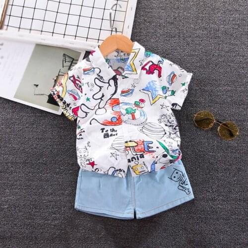 Baywell Toddler Boys Clothing Sets Summer Baby Newborn Clothes Suit Cartoon Letter Shirt +Pants 2pcs Clothes For 1-5 Y Boys Set
