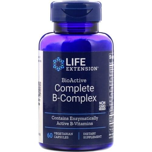 Life Extension BioActive Complete B-Complex 60 Vegetarian Capsules energy production organ cognitive function FREE SHIPPING
