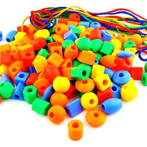50pcs Beads Toys Geometric figurebeads Stringing Threading Beads Game Education Toy for Baby Kids Children Crafts Beads Toy