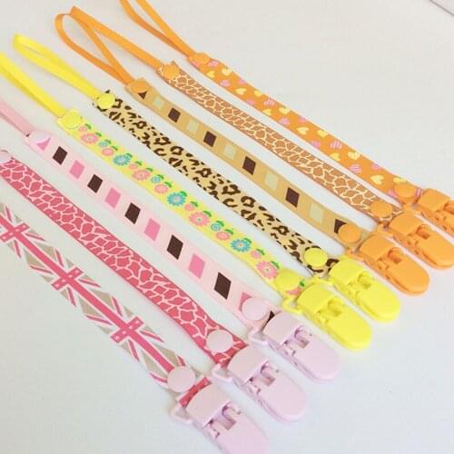 Baby Pacifier Clip Chain for soothers Ribbon Chupetas funny Soother dummy holder Leash Strap Nipple Holder Infant Feeding G0042