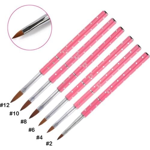 1PC Metal Sable Hair Nail Art Brush UV Gel Carving Pen Brush Liquid Powder DIY Nail Drawing Manicure Nail Art Brush Tools