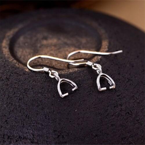 Sterling Silver Earring Settings for Any Shape Gemstones White Gold Plated 925 Silver Earring Components with Pinch Bails E044B