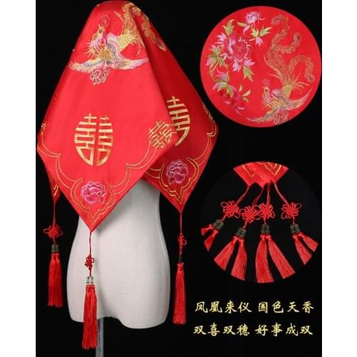Bride Red Hijab Chinese Embroidery Flower Show Wo Dress Wedding Cheongsam Hijab Hipa High-end Wedding Tassel Wedding Women