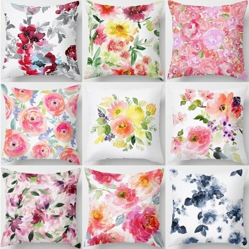 Flower Butterfly Pattern Decorative Cushions Pillowcase Polyester Cushion Cover Throw Pillow Sofa Decoration Pillowcover 40844