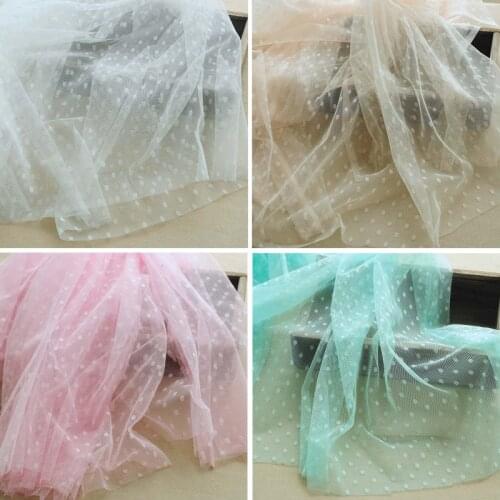 150CM Wide White Pink Green Polka Dot Mesh Lace Fabric DIY Skirt Lolita Costume Bridal Dress Wedding Decoration Tulle Net Fabric