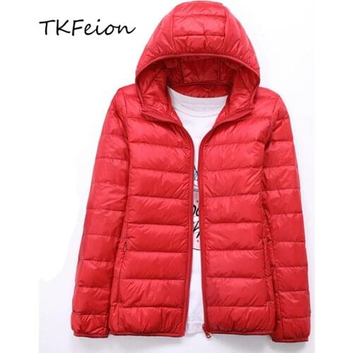 2018 Womens Autumn Jackets Fashion Ultra-thin with Hooded Ladies Slim Coats Plus Size 4XL 5XL 6XL 90% Duck Down Female Tops Coat