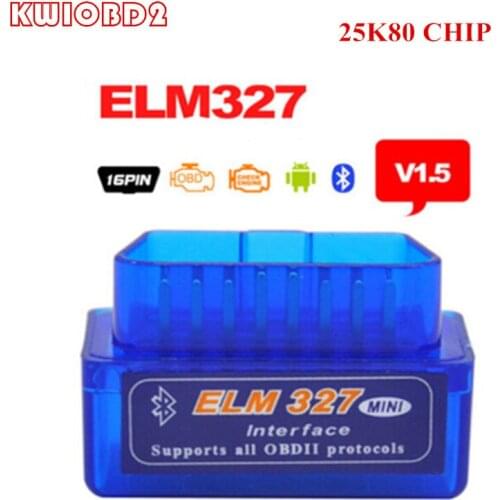 MINI ELM327 Bluetooth with 25K80 Chip ELM327 V1.5 For Android Torque/PC Inclued All OBDII Protocols ELM 327 V2.1 ELM327 OBD2