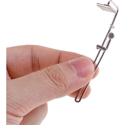 Doll House Miniature Alloy Bathroom Bath Shower Mini Bathroom Bath Shower Model Pretend Toy for Doll Accessories